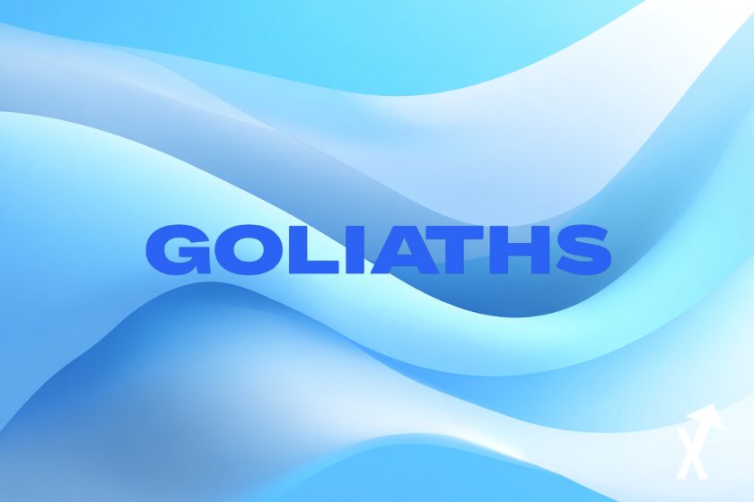 goliaths bleu sur fond vague bleu blanc